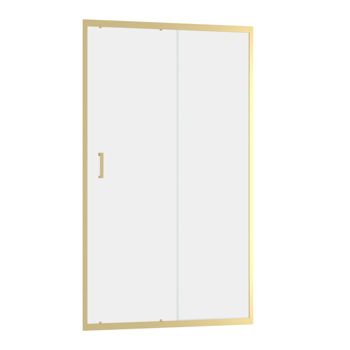 Porte de douche Coulissante 120x200cm - Profilés Or Doré Brossé - Verre Trempé 6mm - GOLDY CRUSH