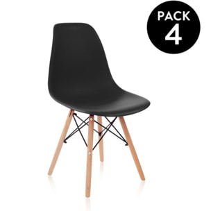 Pack 4 sillas Tower Wood Negro