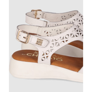 Sandalias de Piel - Blanco - Tacón: 3 cm