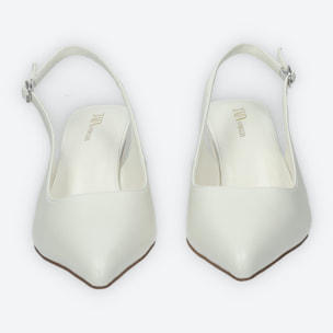 Décolleté sling back Donna Tata Italia Bianco
