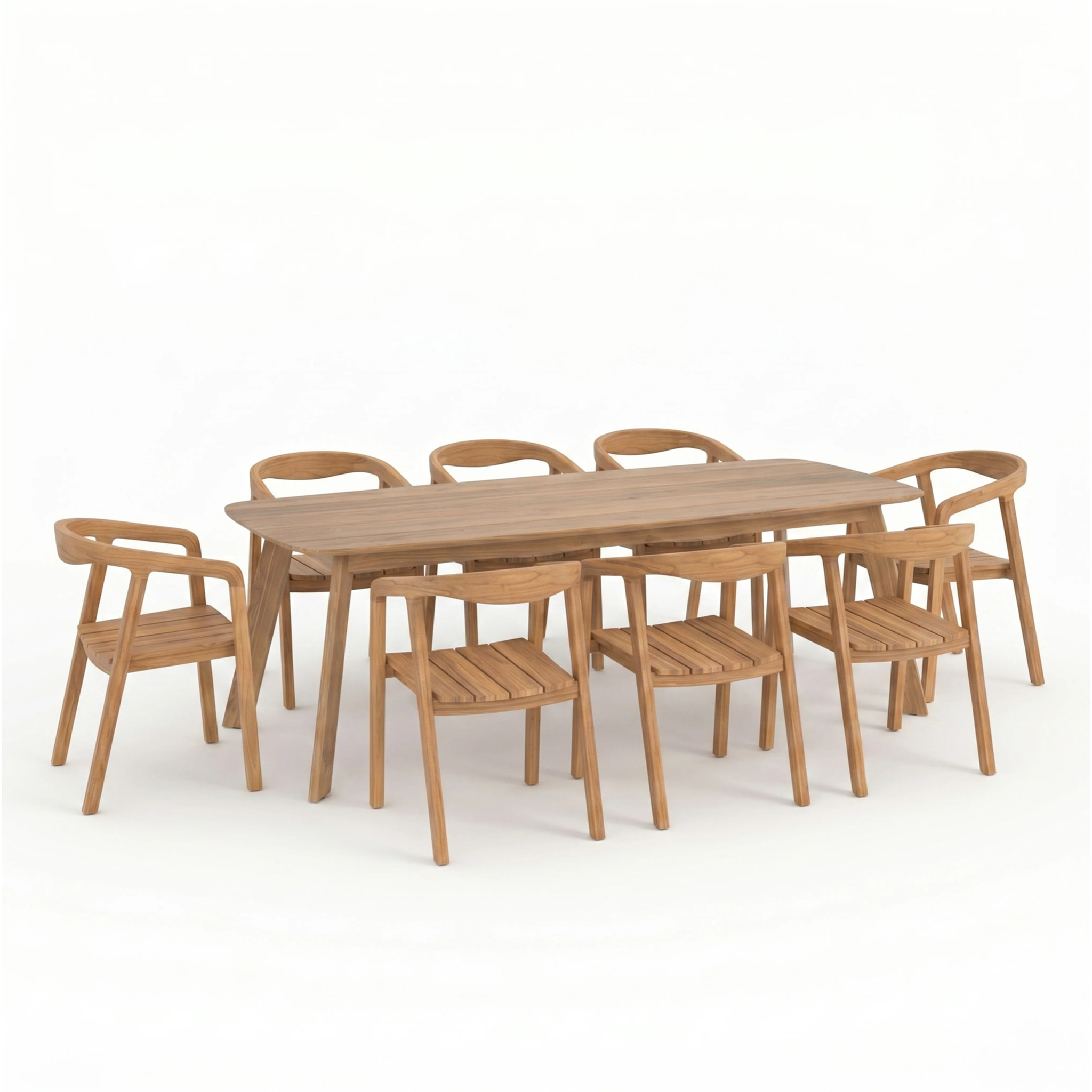 Table et chaises de jardin en bois de teck recyclé, 8 personnes - Lumo