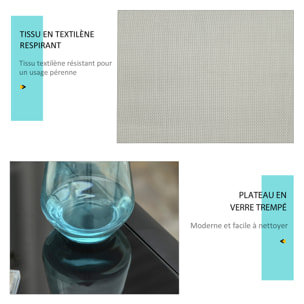 Lot de 2 bains de soleil – Design contemporain – Table incluse