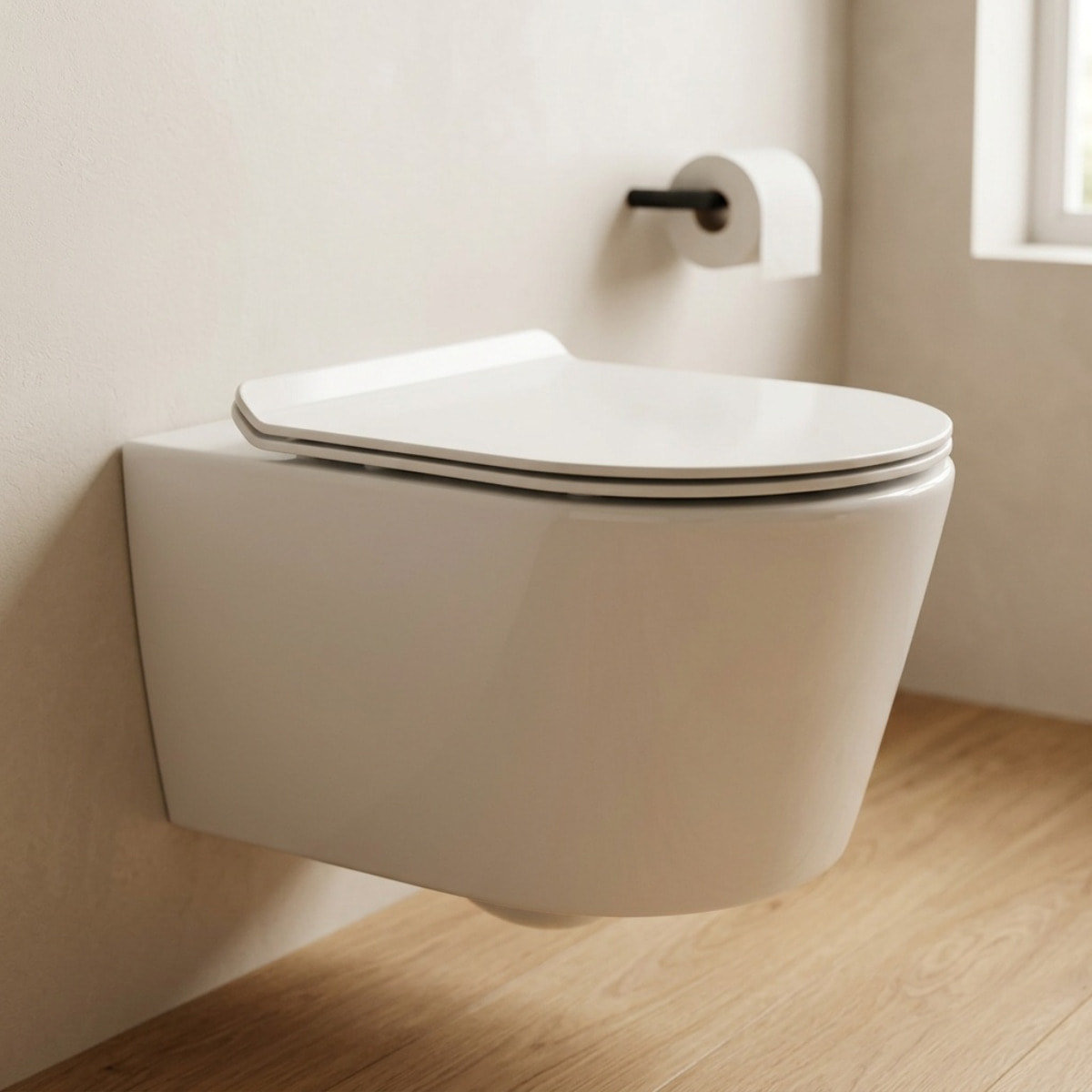 Brevis WC suspendu sans bride, fixations invisibles + abattant ultra-fin, softclose (SATBRE011RREXP)