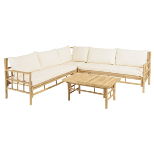 VITAL - Canapé 6 p. 1 table basse en bambou