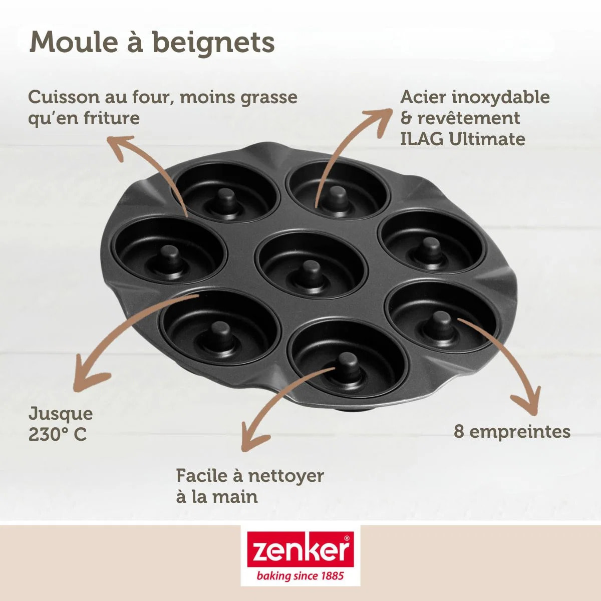 Moule pour 8 beignets au four 33 Zenker Black Metallic