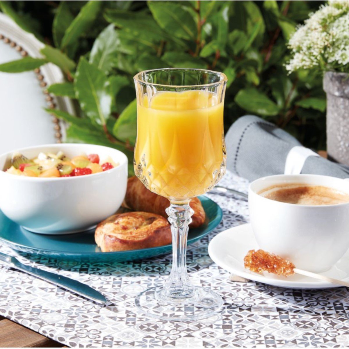 6 verres à pied 25cl - Verre ultra transparent au design vintage