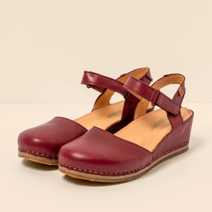 Sandalia de cuña N5850 SOFT NAPPA BURDEOS / PICUAL color Burdeos