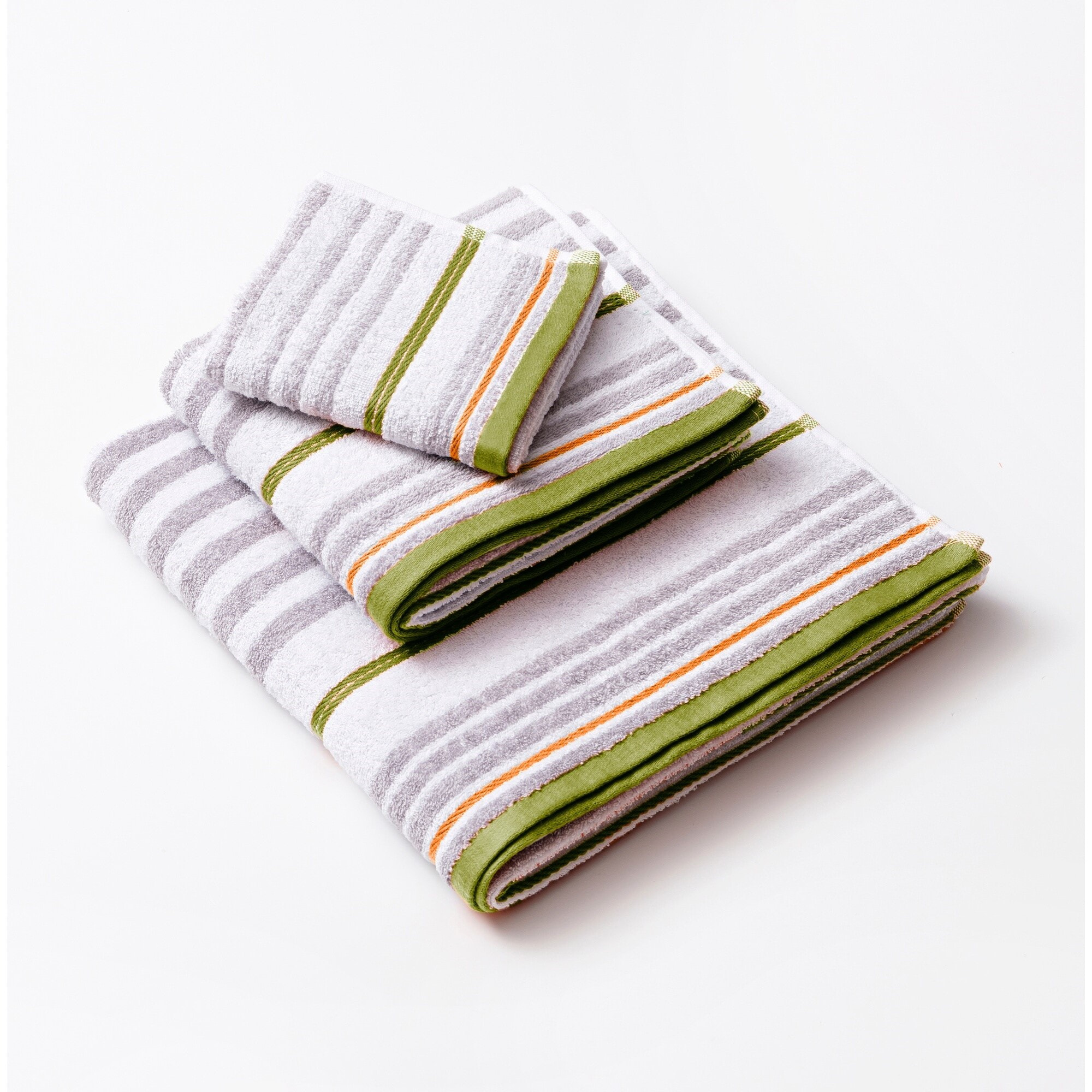 Set 3pc toalla de baño , 450gsm, 100% algodón, blanco con rayas Benetton