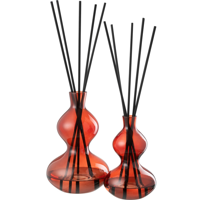 J-Line Bâtonnets parfumés Olive & Frank Incense - verre - rouge - large - 1000 ml