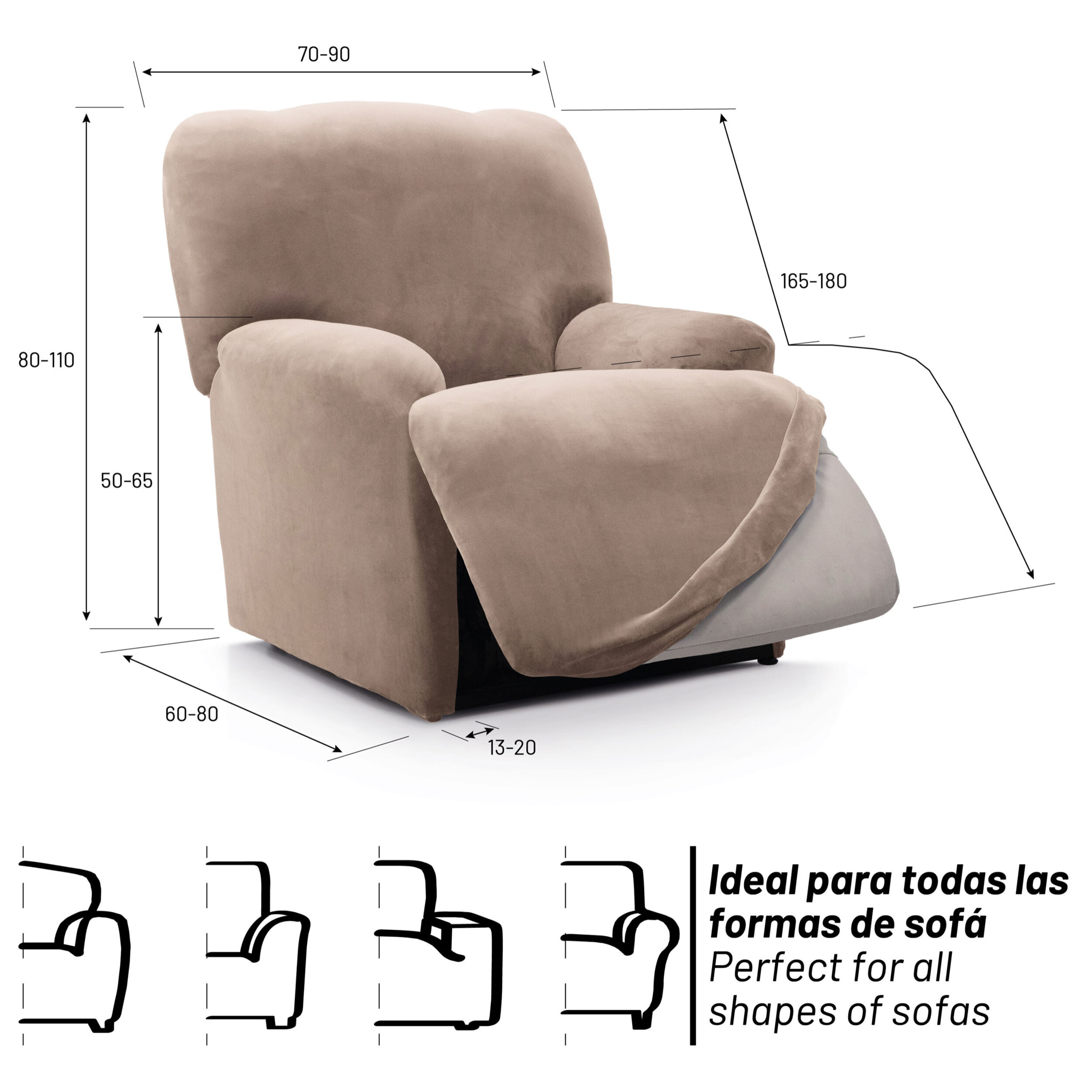 Funda TERCIOPELO ANTIMANCHAS Multi elástica para RELAX PIES JUNTOS modelo VERONICA