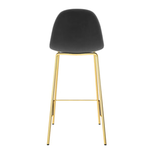 Lot de 2 chaises pour îlot central 65 cm en velours noir et doré - Henrik