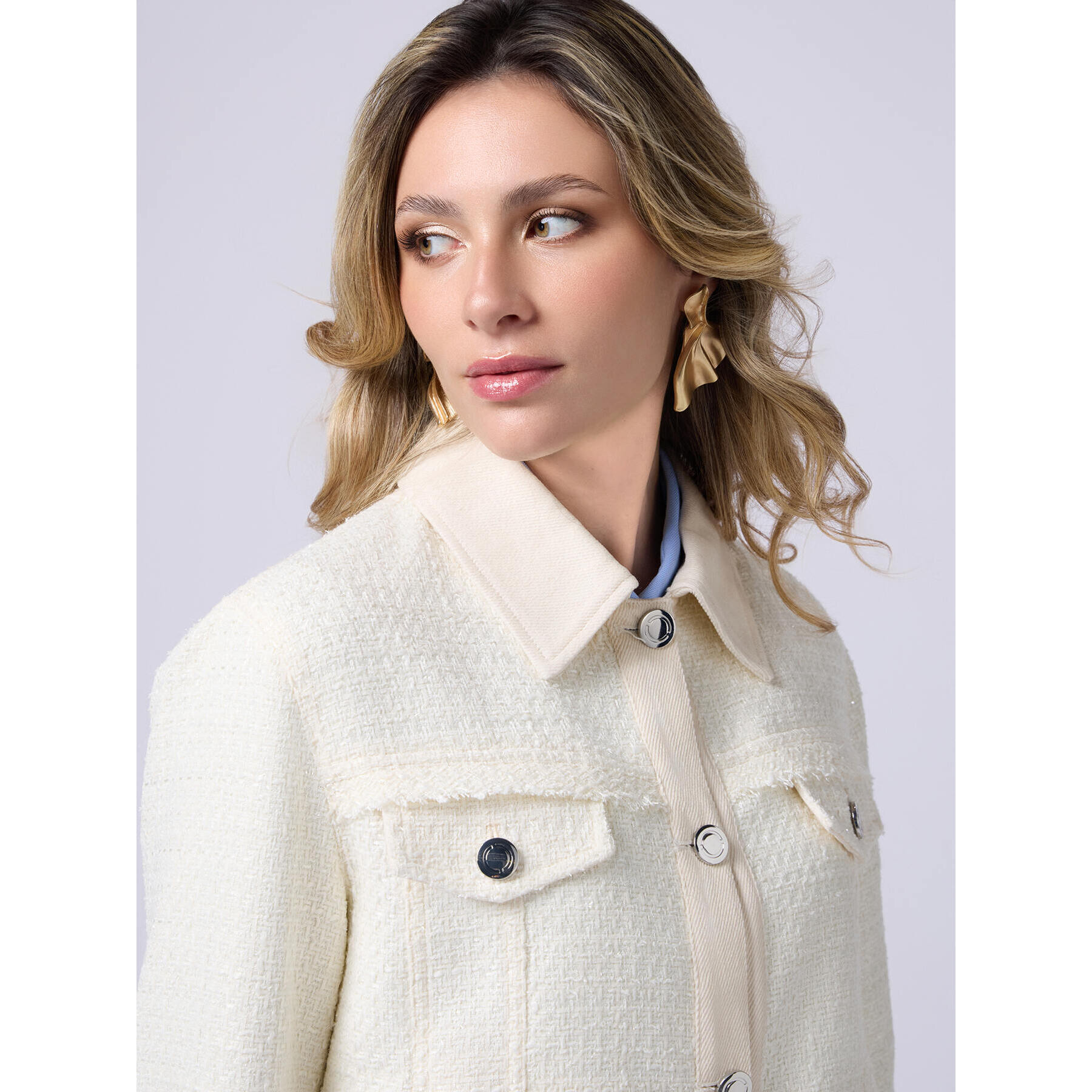 Oltre - Short tweed jacket - Blanco