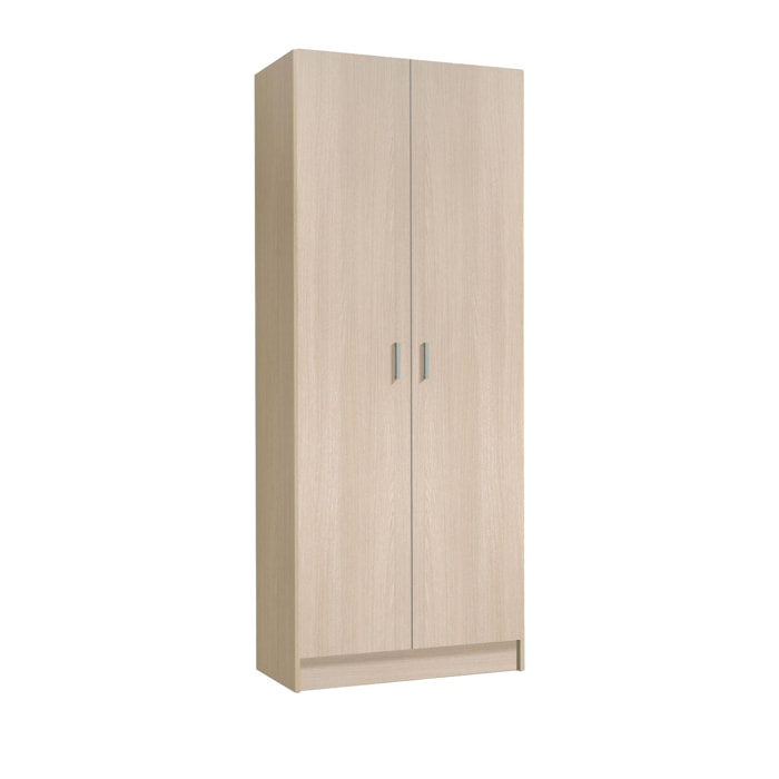 Armadio multiuso Charleston, Mobile portascope a 2 ante, Scarpiera con ripiani, Guardaroba portascope, cm73x37h180, Rovere