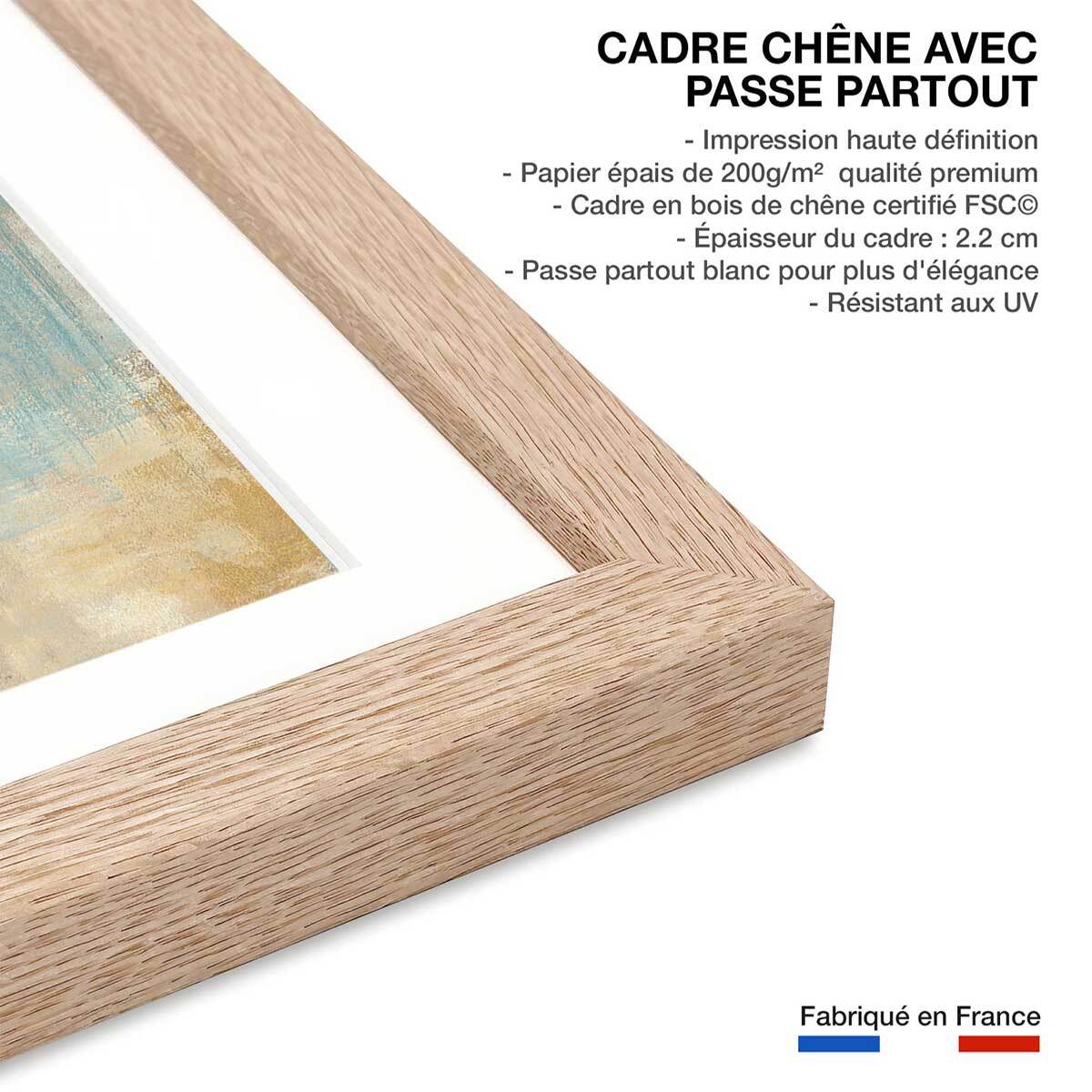 Affiche Fjord Affiche + cadre en bois - Chêne