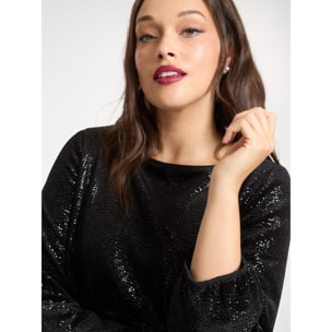 Elena Mirò - vestido de chenilla laminado - Negro