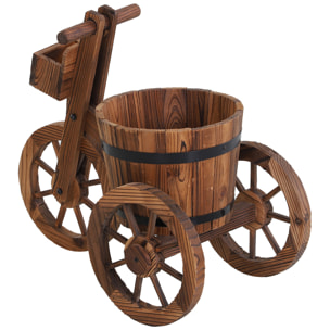 Porte plante tricycle - étagère de pots de fleurs - jardinière dim. 52L x 31l x 45H cm - bois de sapin