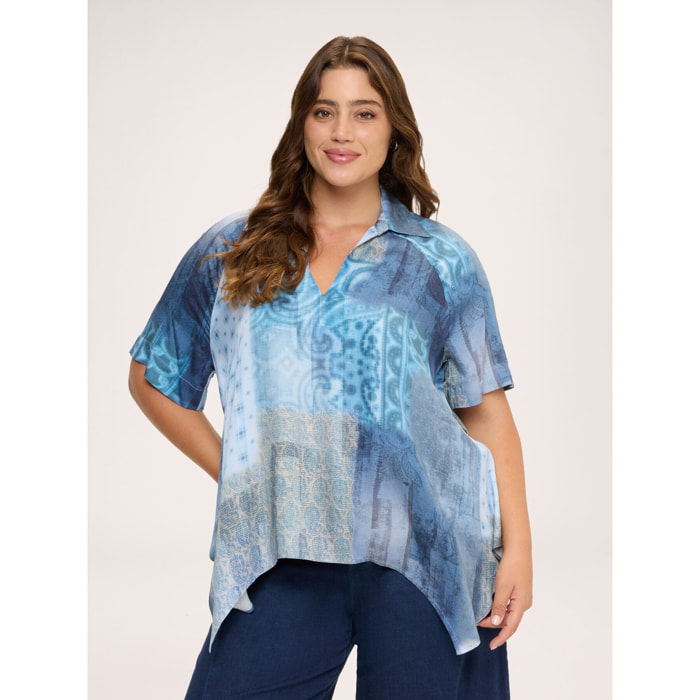 Fiorella Rubino - Blusa con stampa bandana sfumata - Blu