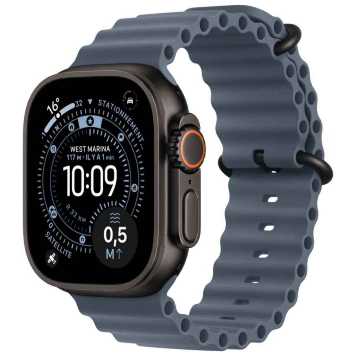 Bracelet APPLE 49 mm - Océan bleu maritime- Noir