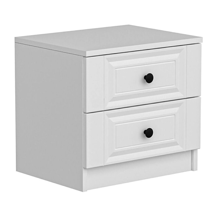 Comodino Ismael, Comò basso, Tavolino da notte, Mensola da letto, 72x42 h77 cm, Bianco