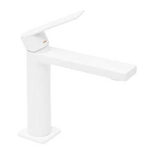 set mitigeur lavabo à levier sans vidage + mitigeur cuisine bec flexible, aérateur Neoperl®, blanc (SATBSD271B)
