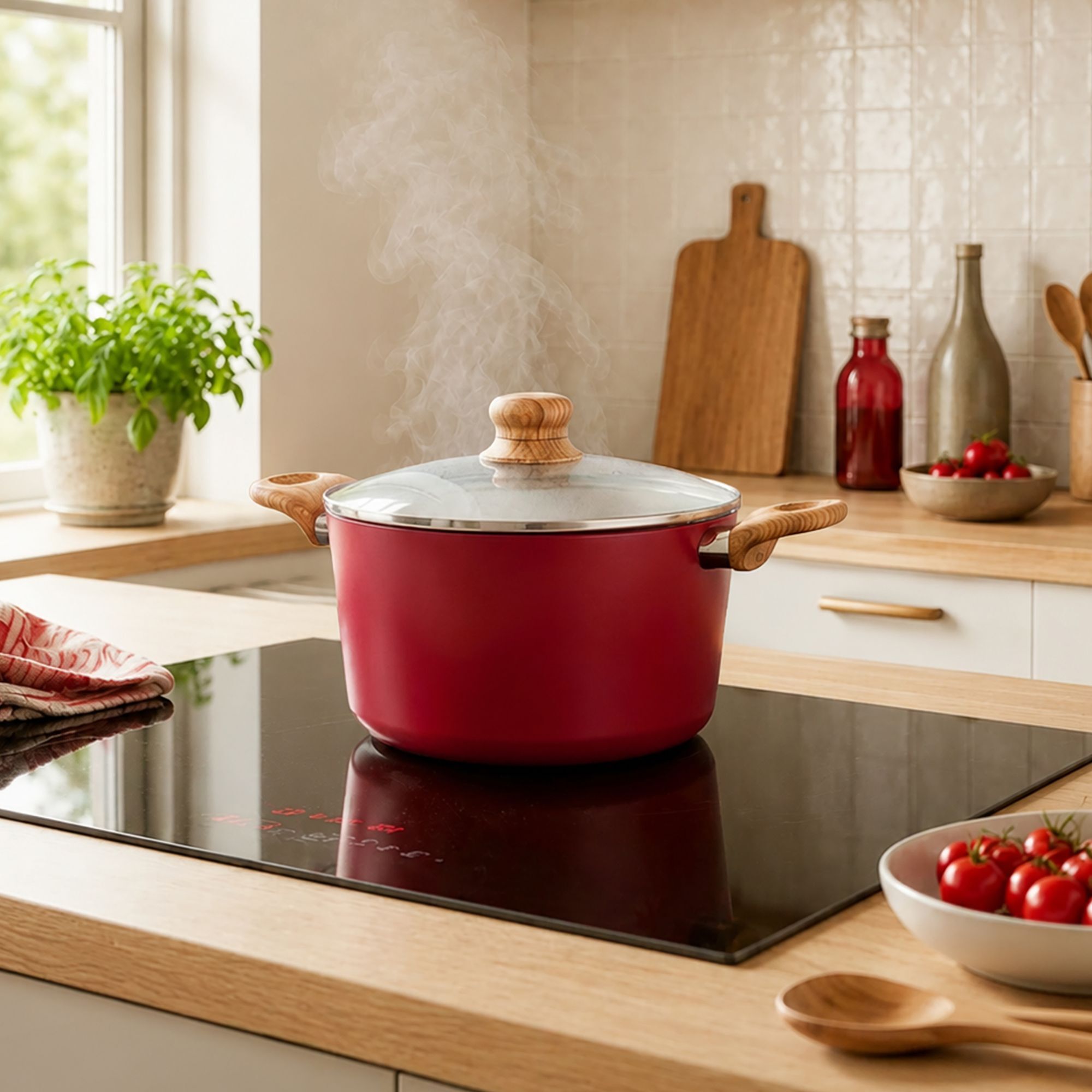 Batterie de cuisine 13 pièces en aluminium recyclé magenta - tout feux COLORAMA