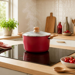 Batterie de cuisine 13 pièces en aluminium recyclé magenta - tout feux COLORAMA
