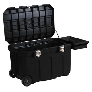 Coffre de chantier roulant 190L, grande capacité, plateau porte-outils