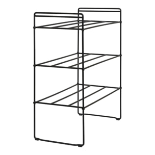 Scarpiera Swansea a 3 ripiani in acciaio nero 49,5×25×60 cm