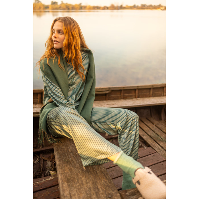 Pigiama donna lisette in raso con collo camicia Noidinotte