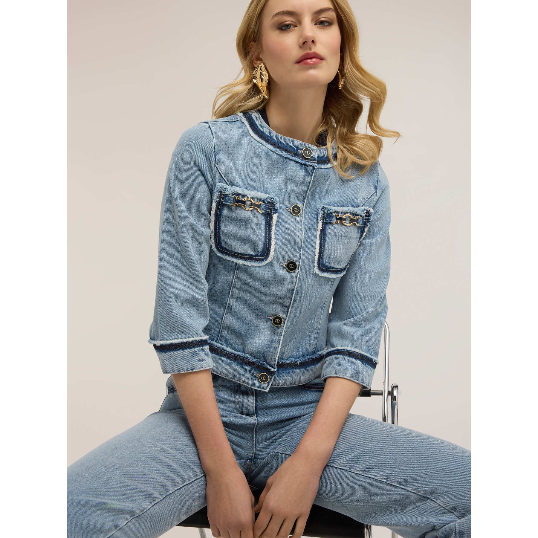 Motivi - Giacca in denim con catene - Azzurro