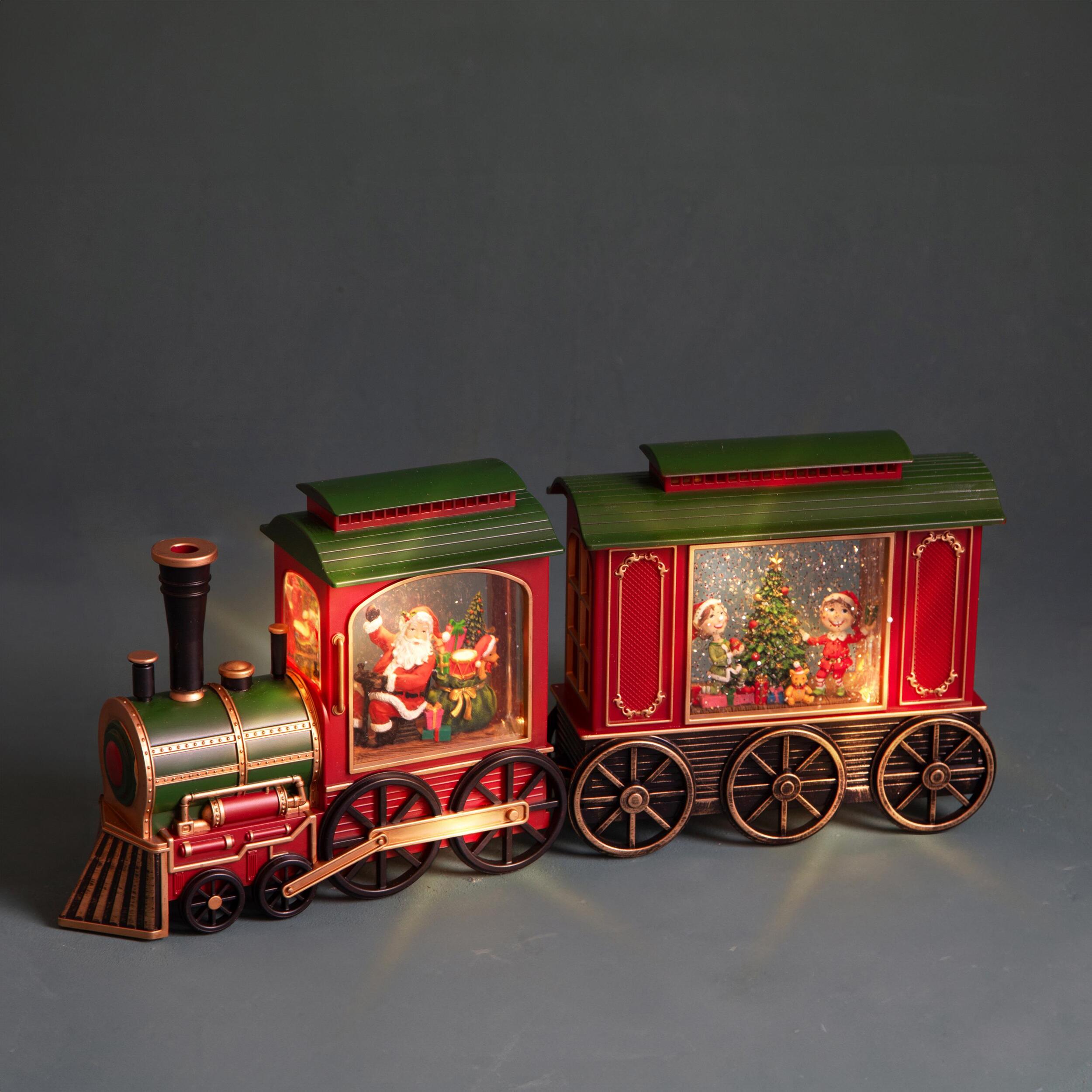 Locomotiva+Vagone con B.Natale+Led - Pezzi 1 - Colore Rosso - 47,8x20Hx9cm - Bianchi Dino