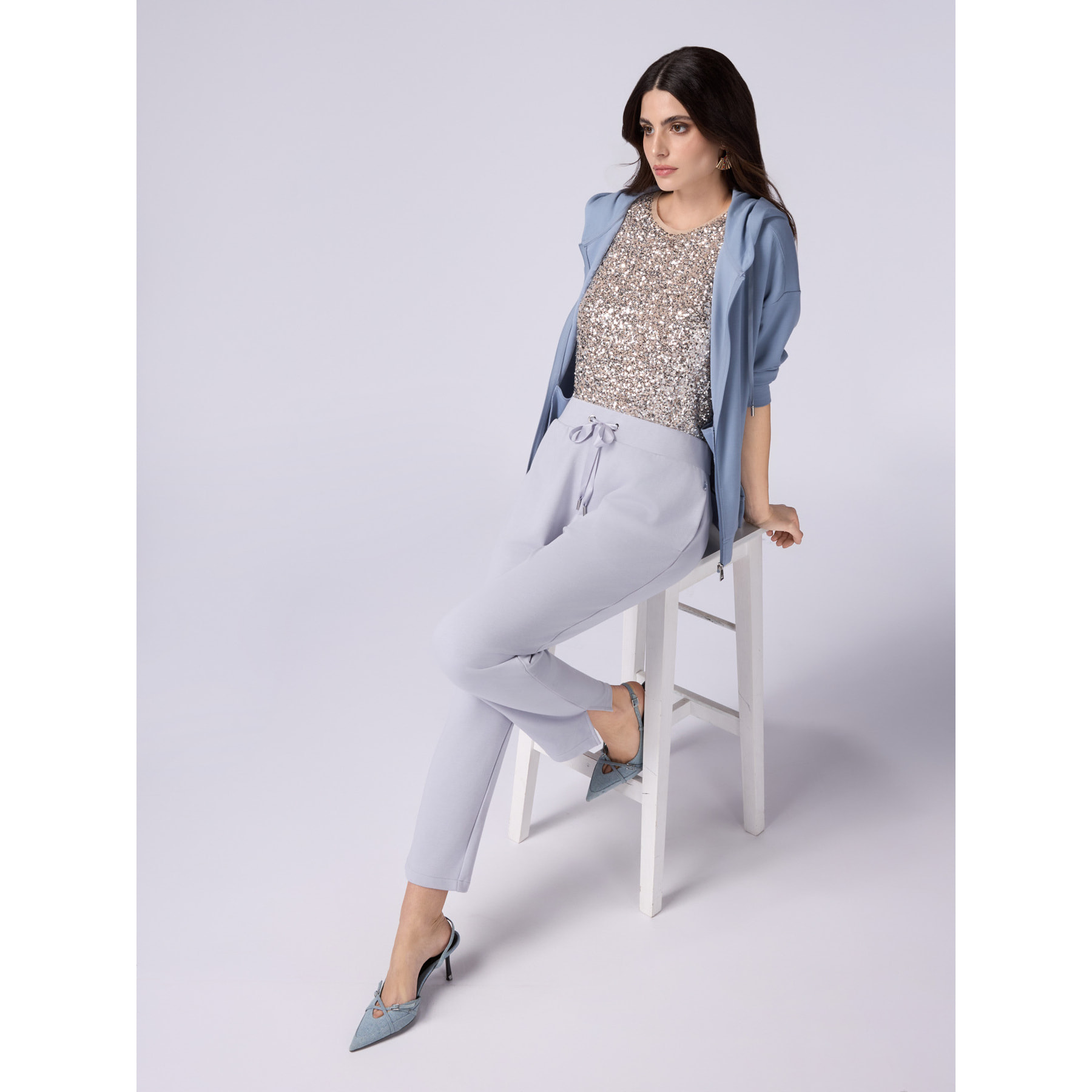 Oltre - Pantalones de chándal de mezcla de algodón - Gris