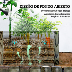 Jardinera Exterior Grande Rectangular de Acero Galvanizado, Huerto Urbano para Cultivar Plantas, Macetero Grande Exterior con Base Abierta, Resistente a la Intemperie, 180x90x57,5 cm, Natural