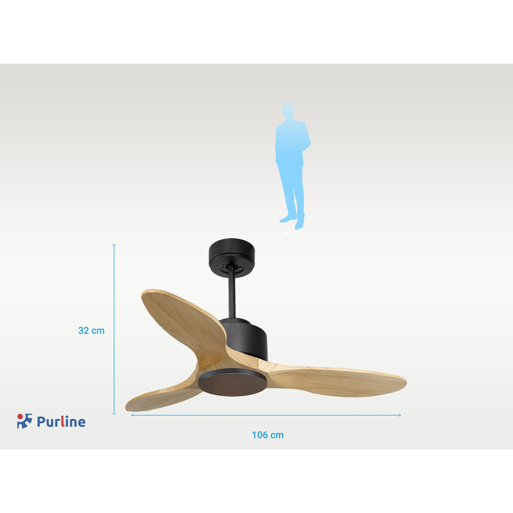 Ventilateur de plafond ø106 cm avec Wifi Réversible Hypersilence 40   W Noir