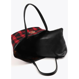 Borsa shopper a quadri con stemma