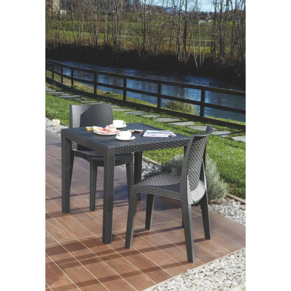 Sedia da esterno Trieste, Seduta da giardino, Sedia per tavolo da pranzo, Poltrona outdoor effetto rattan, 100 % Made in Italy, Cm 48x55h86, Antracite