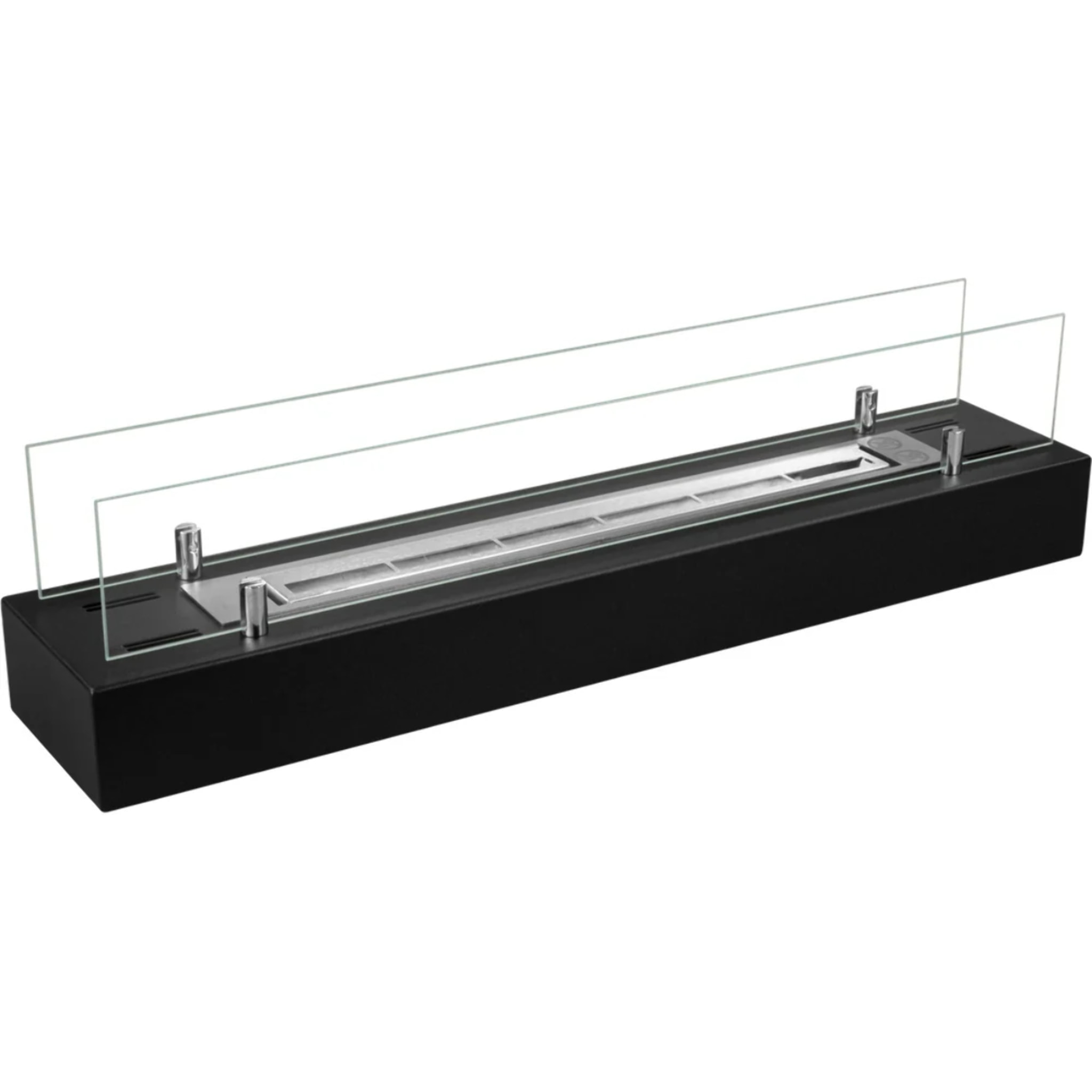 Camino A Bioetanolo Da Appoggio 70x16,7x14,4 cm con Bruciatore 0,75lt in Acciaio Inox Nero