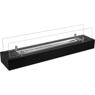Camino A Bioetanolo Da Appoggio 70x16,7x14,4 cm con Bruciatore 0,75lt in Acciaio Inox Nero