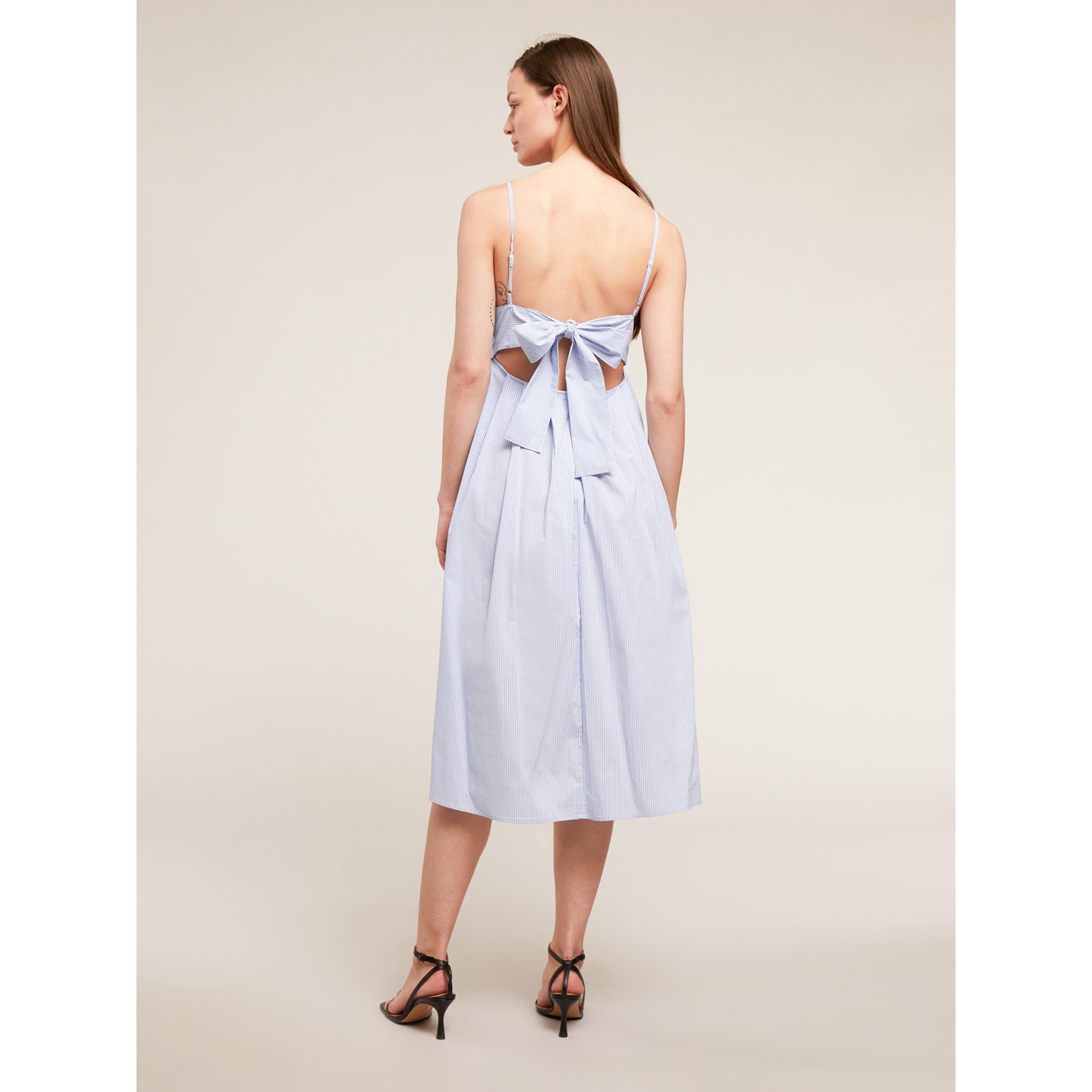 Motivi - Vestido midi de verano en popelina a rayas - Light - blue