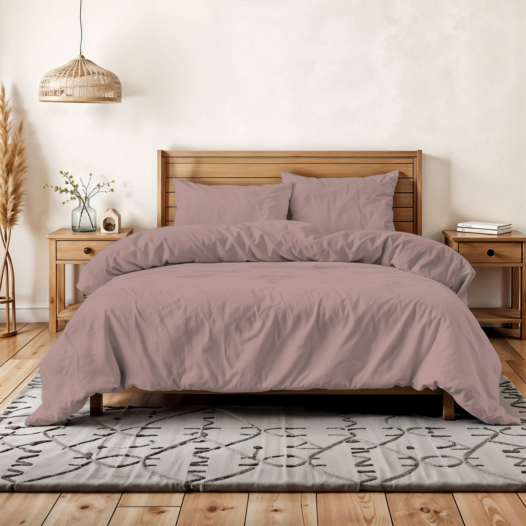 PARURE COPRIPIUMINO WATER WASHED, 100% Microfibra, No Stiro - ROSA ANTICO