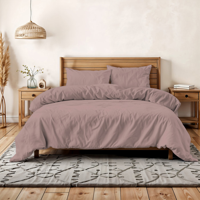 PARURE COPRIPIUMINO WATER WASHED, 100% Microfibra, No Stiro - ROSA ANTICO