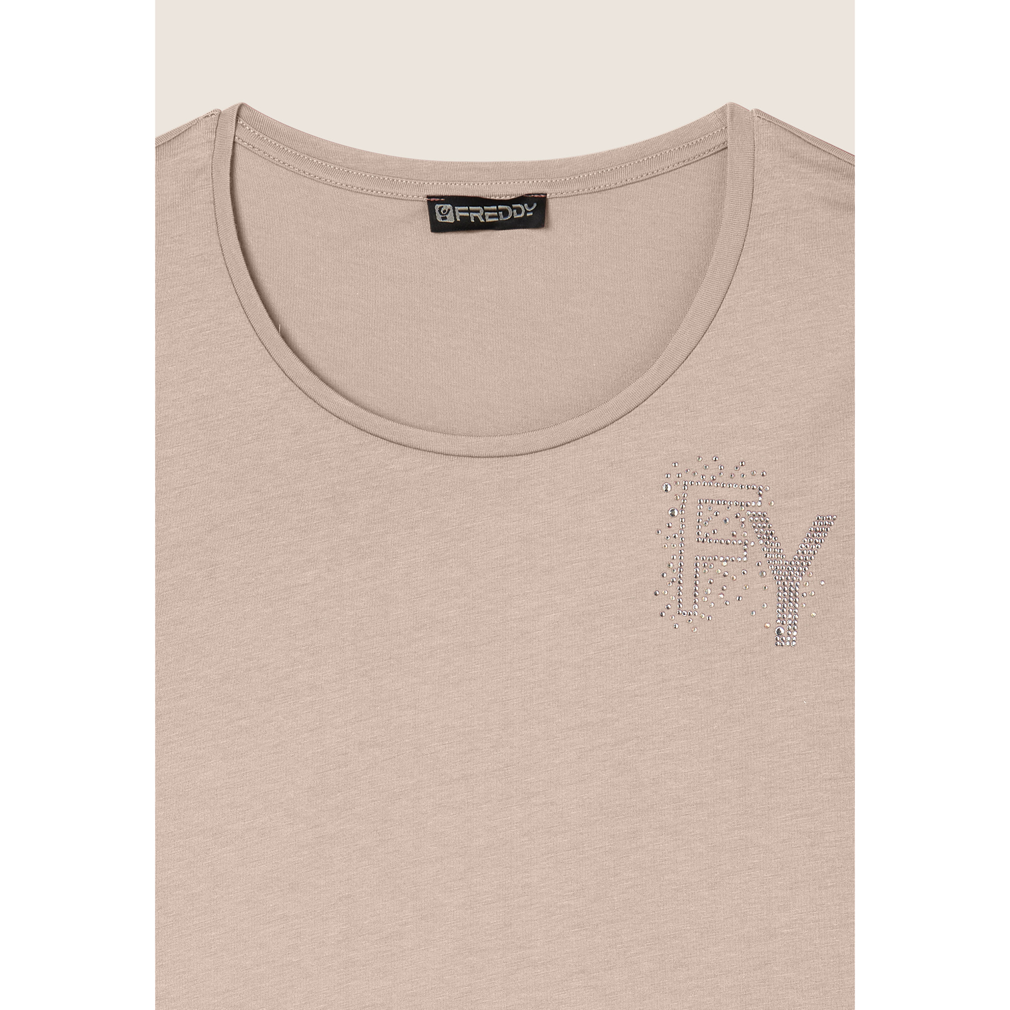T-Shirt in jersey modal con Logo FY e Dettagli in Strass