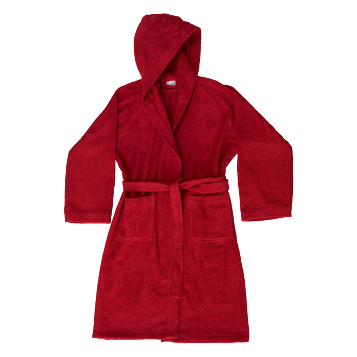 BASSETTI Accappatoio in spugna con cappuccio rosso
