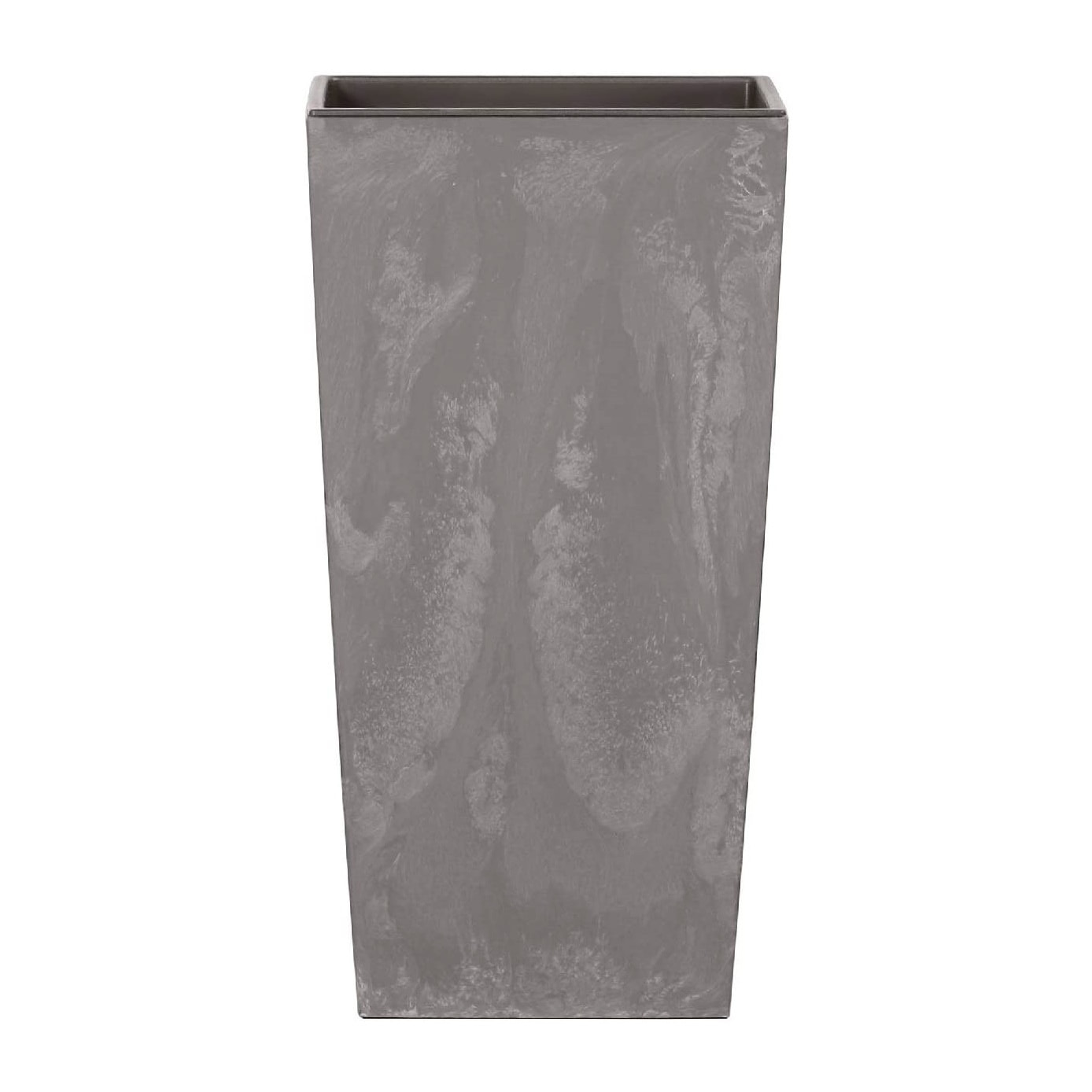 Maceta alta de plástico con depósito en color gris claro