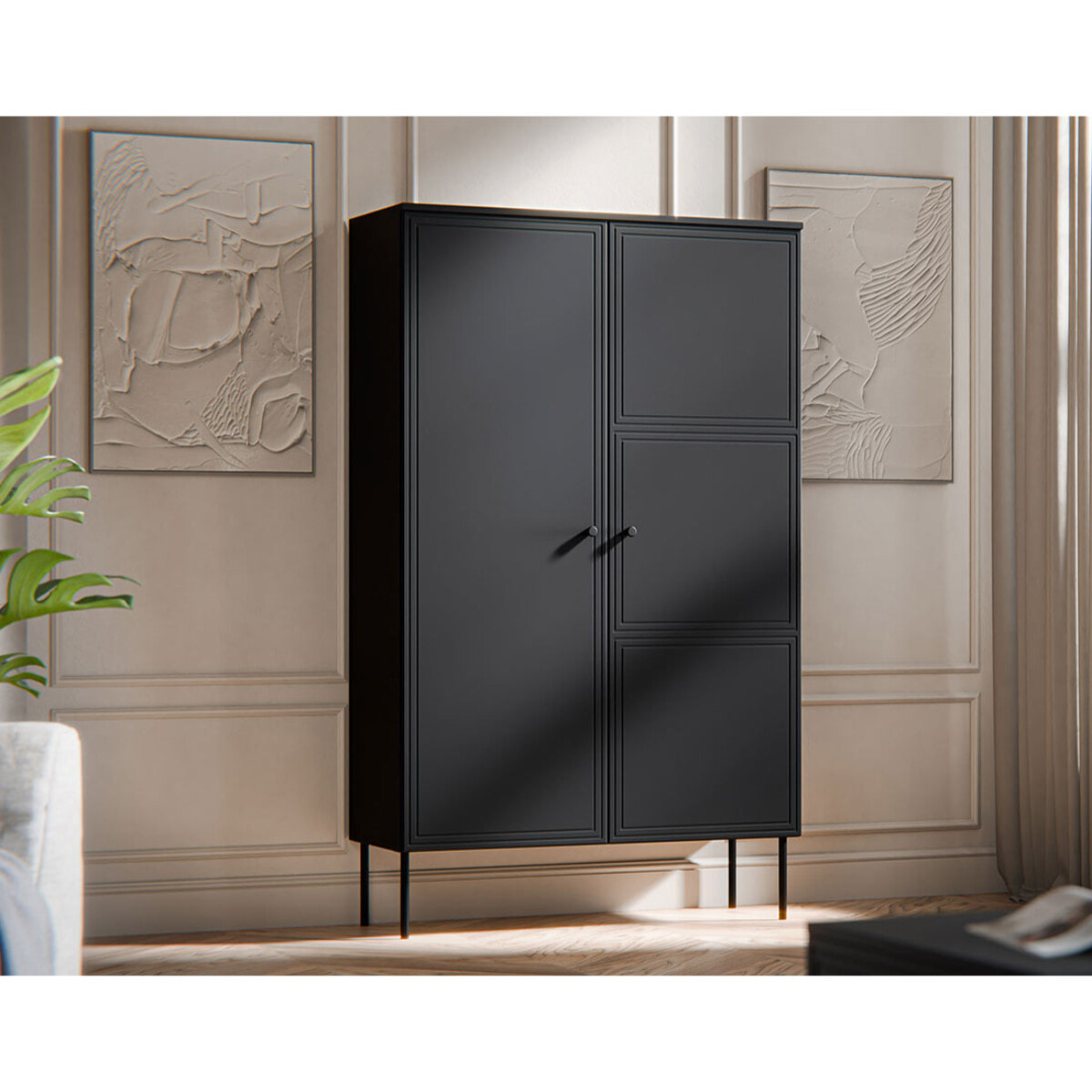 Lavaggi - buffet haut - noir - 2 portes - 166 cm - Noir