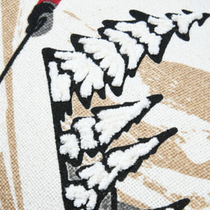Coussin rectangulaire en coton à motif ski - Blanc