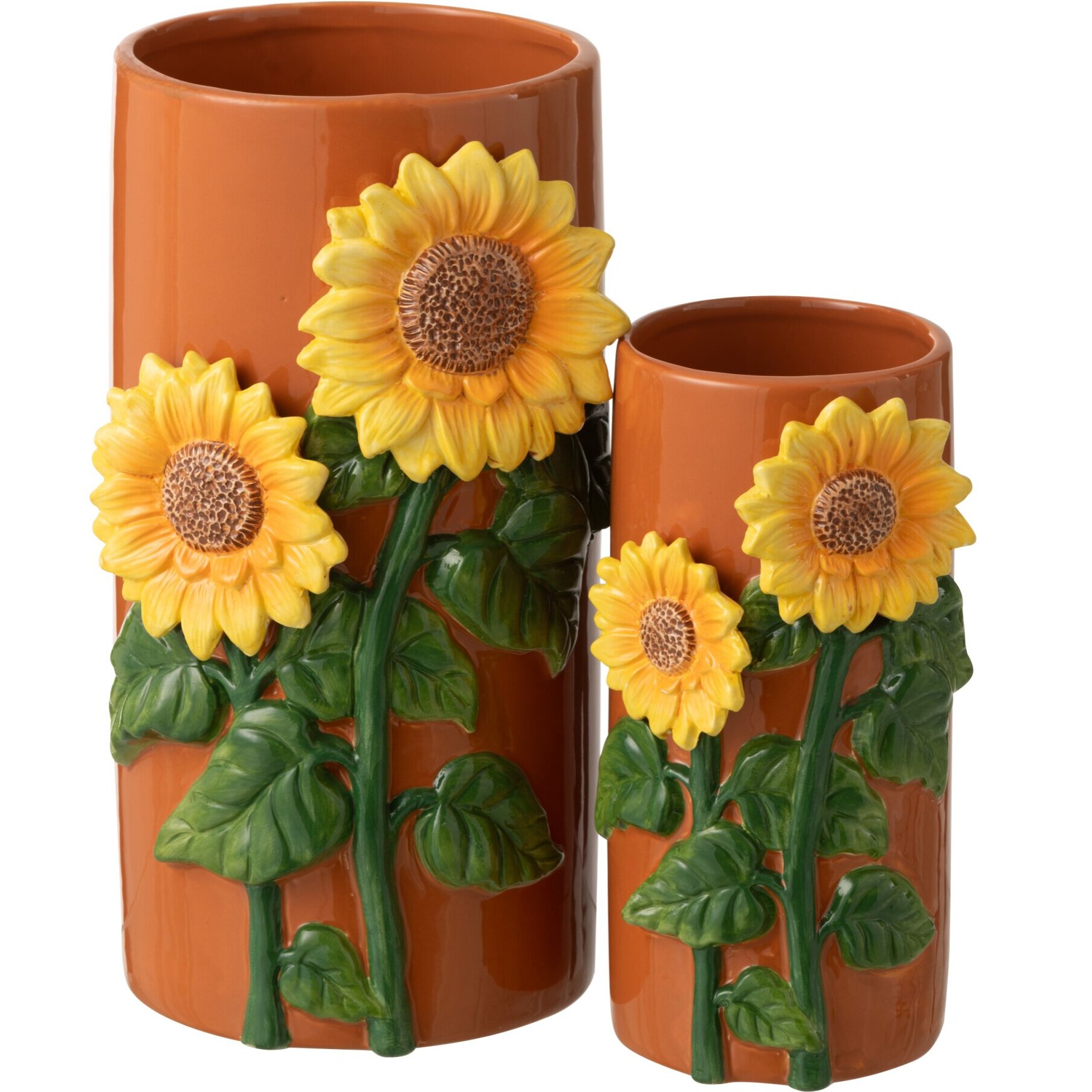 J-Line Vase Tournesol - céramique - jaune/marron - large