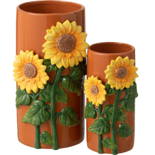 J-Line Vase Tournesol - céramique - jaune/marron - large