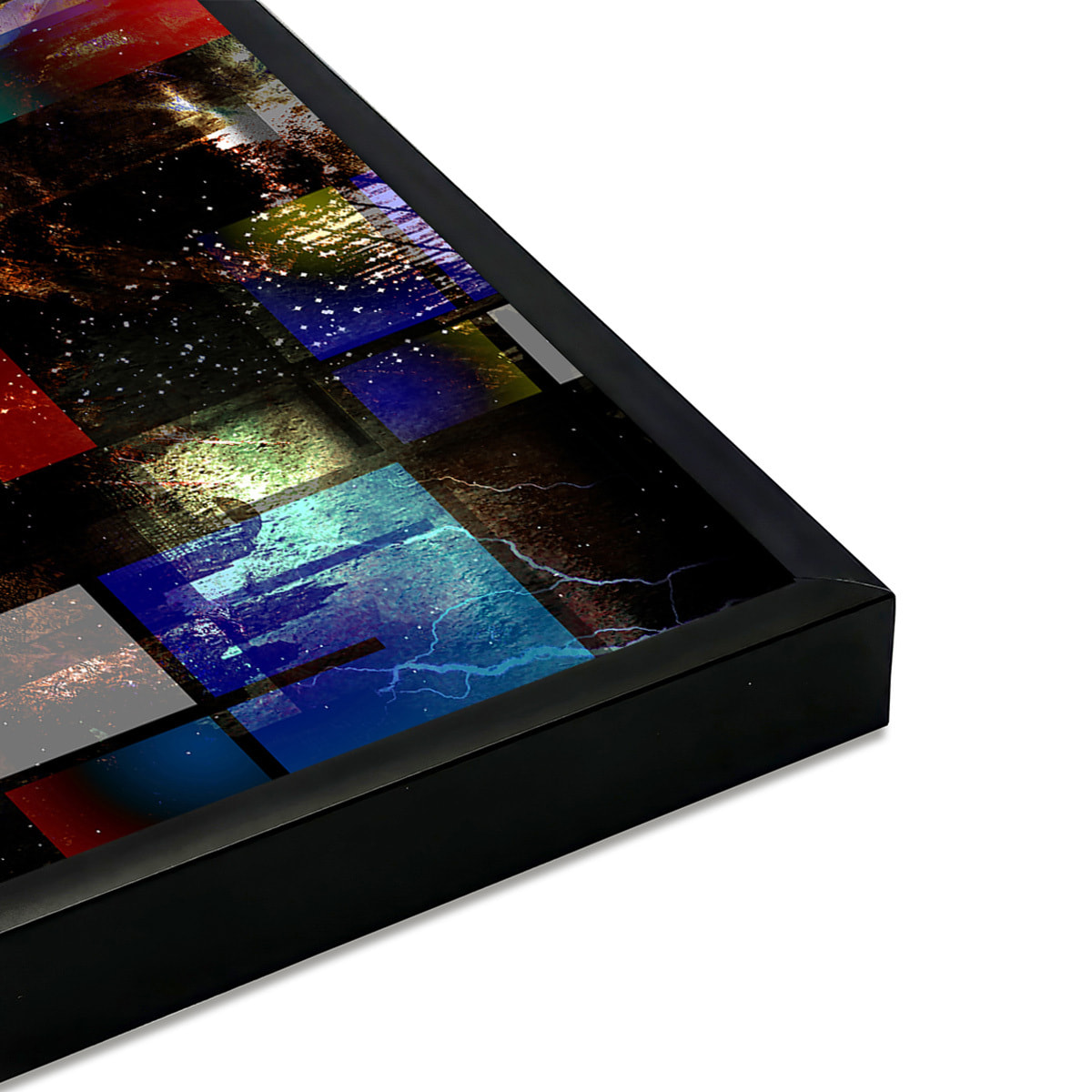 Affiche encadrée art abstrait visage contemporain Affiche + cadre en métal - Noir