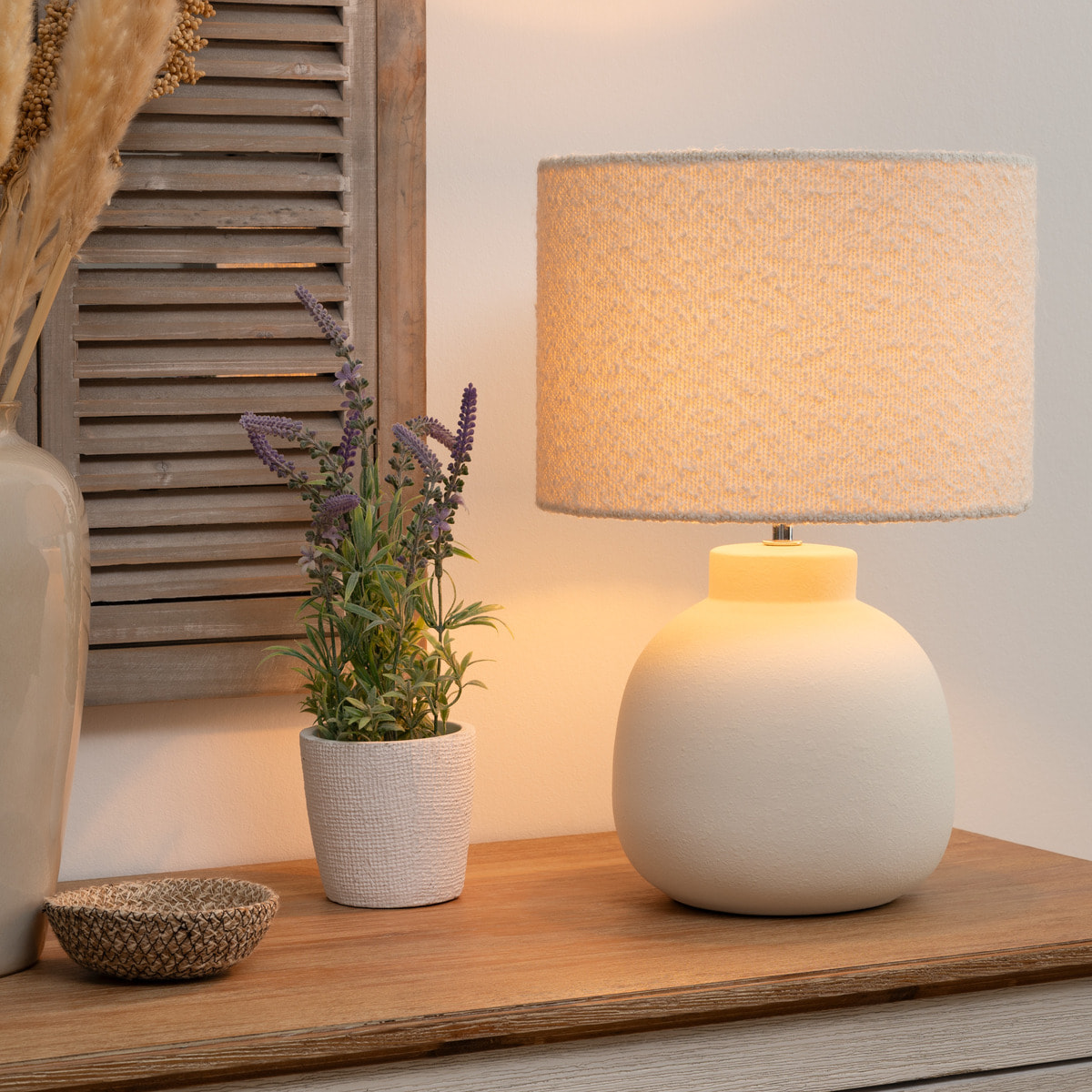 Lampe ronde "Lali" H43cm blanc